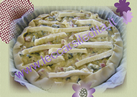 Torta salata con zucchine pancetta e asiago
